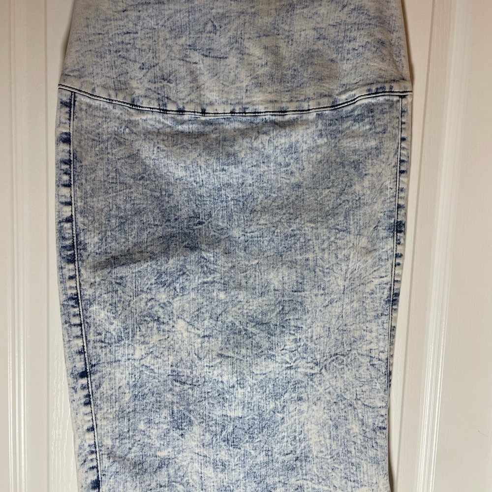 Encore Jean High Waisted Acid Wash Denim Jean Skirt size S